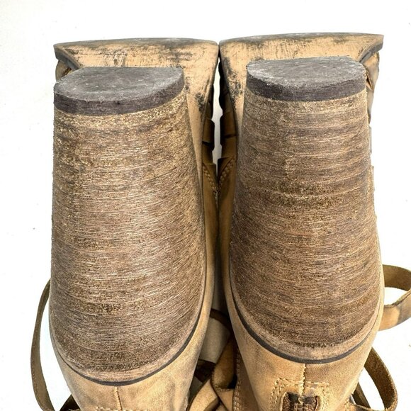 Free People Hybrid Heel Booties Women’s Size 10 EU 41 Tan Leather Ankle Boots - Picture 9 of 11